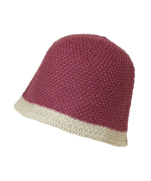 14+（イチヨンプラス）の「ニット配色クローシュハット（ニットキャップ/ビーニー・レディース・ベージュ/オレンジ/パープル/ブラウン/ブラック・MEDIUM）」の8枚目の写真