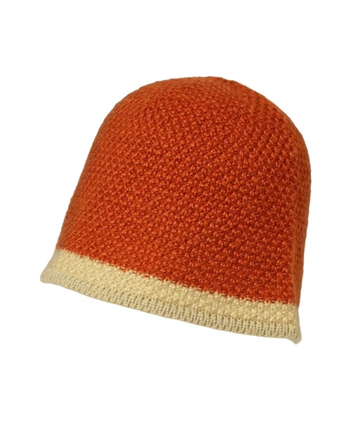 14+（イチヨンプラス）の「ニット配色クローシュハット（ニットキャップ/ビーニー・レディース・ベージュ/オレンジ/パープル/ブラウン/ブラック・MEDIUM）」の9枚目の写真