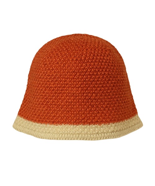 14+（イチヨンプラス）の「ニット配色クローシュハット（ニットキャップ/ビーニー・レディース・ベージュ/オレンジ/パープル/ブラウン/ブラック・MEDIUM）」の10枚目の写真