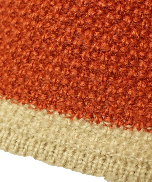 14+（イチヨンプラス）の「ニット配色クローシュハット（ニットキャップ/ビーニー・レディース・ベージュ/オレンジ/パープル/ブラウン/ブラック・MEDIUM）」の12枚目の写真