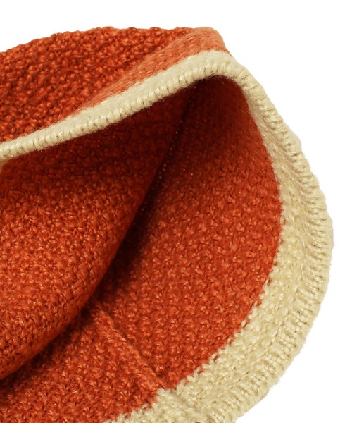 14+（イチヨンプラス）の「ニット配色クローシュハット（ニットキャップ/ビーニー・レディース・ベージュ/オレンジ/パープル/ブラウン/ブラック・MEDIUM）」の14枚目の写真