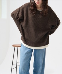 レイヤード風オーバーサイズ ニットプルオーバー