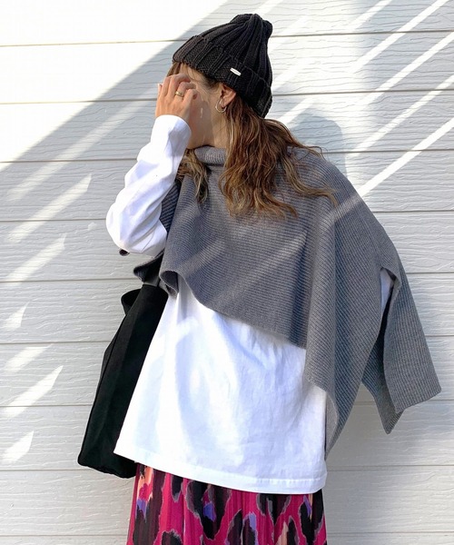 Q（キュー）の「リブ編みニット帽（ニットキャップ/ビーニー・レディース・ネイビー/バーガンディー/チャコールグレー・ONE SIZE）」の8枚目の写真