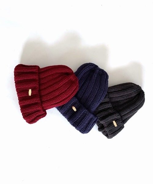 Q（キュー）の「リブ編みニット帽（ニットキャップ/ビーニー・レディース・ネイビー/バーガンディー/チャコールグレー・ONE SIZE）」の7枚目の写真