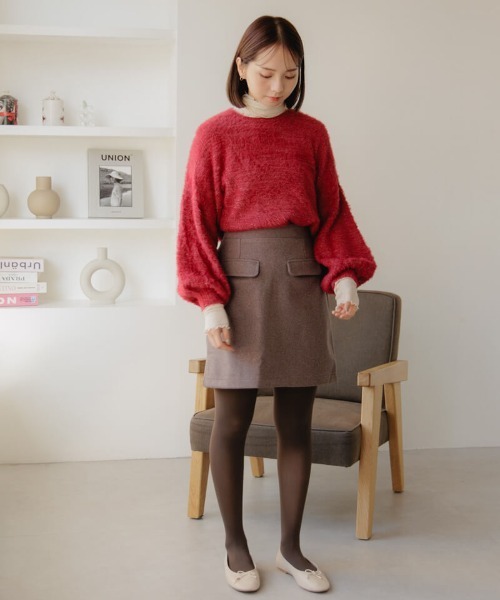 flower（フラワー）の「スパークルシャギーニット（ニット/セーター・レディース・ピンク/ネイビー/アイボリー/レッド・FREE）」の20枚目の写真