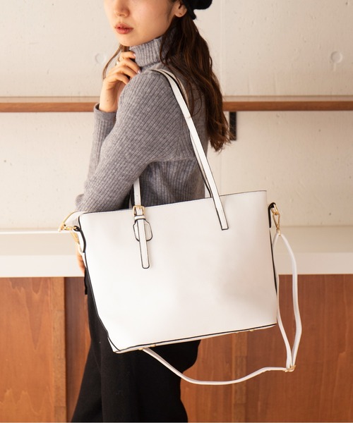 MAISON BREEZE(メゾンブリーズ)の「【MAISON BREEZE】A4収納/2WAYショルダートートバッグ KNF049(トートバッグ・レディース・ブラック/ホワイト・FREE)」の2枚目の写真