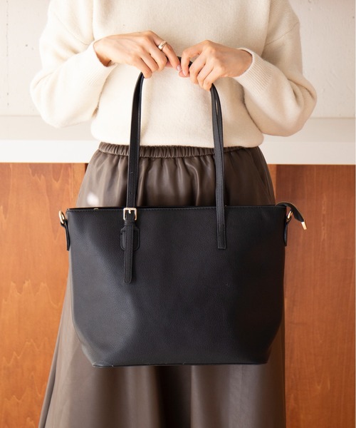 MAISON BREEZE(メゾンブリーズ)の「【MAISON BREEZE】A4収納/2WAYショルダートートバッグ KNF049(トートバッグ・レディース・ブラック/ホワイト・FREE)」の12枚目の写真