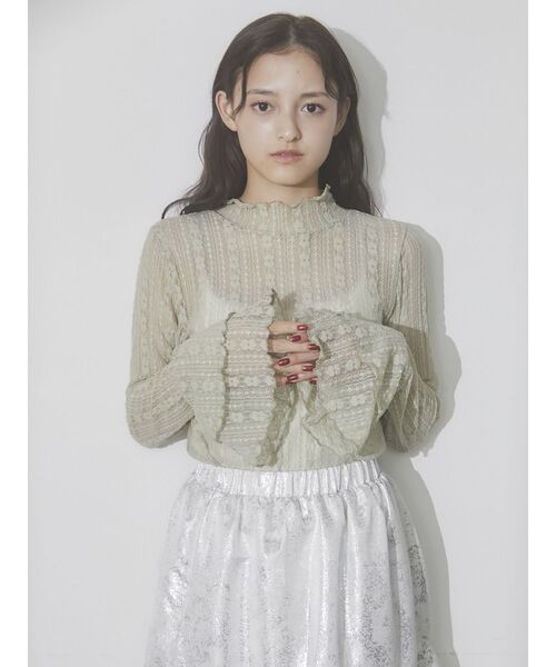 merry jenny(メリージェニー)の「Wフレアスリーブレースtops(Tシャツ/カットソー・レディース・オフホワイト/ブラック/グリーン・FREE)」の12枚目の写真