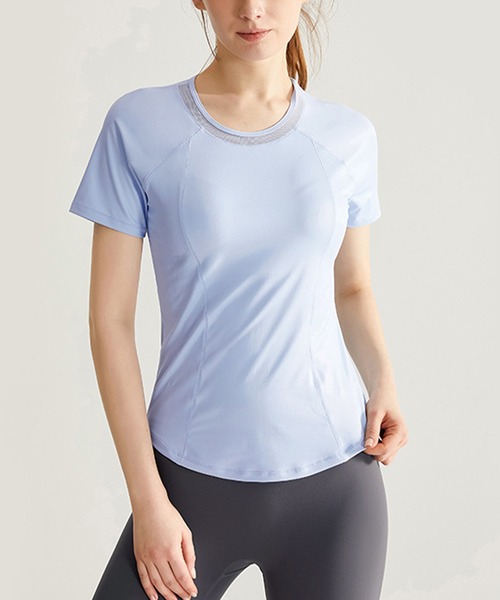 REANO（レアノ）の「【-REANO-レアノ】ヨガ/ランニングフィットネスTシャツ　メッシュデザイン（スポーツグッズ・レディース・ブラック/ブルー/パープル/ホワイト・LARGE/SMALL/MEDIUM/X-LARGE）」の10枚目の写真