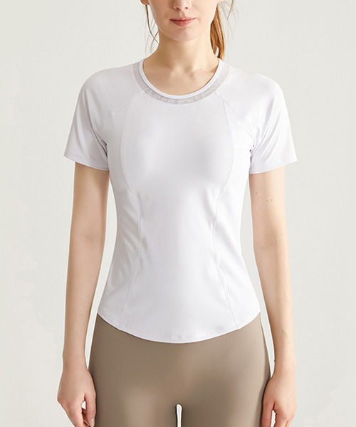 REANO（レアノ）の「【-REANO-レアノ】ヨガ/ランニングフィットネスTシャツ　メッシュデザイン（スポーツグッズ・レディース・ブラック/ブルー/パープル/ホワイト・LARGE/SMALL/MEDIUM/X-LARGE）」の7枚目の写真