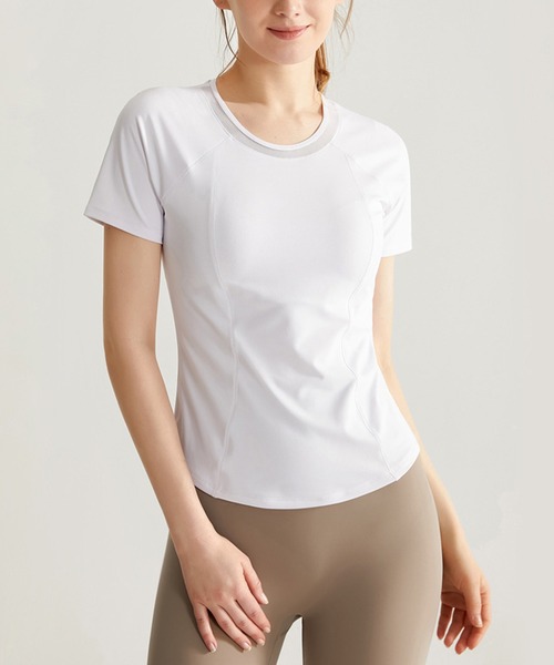 REANO（レアノ）の「【-REANO-レアノ】ヨガ/ランニングフィットネスTシャツ　メッシュデザイン（スポーツグッズ・レディース・ブラック/ブルー/パープル/ホワイト・LARGE/SMALL/MEDIUM/X-LARGE）」の8枚目の写真
