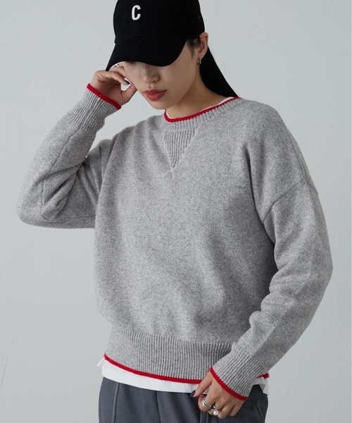 COLONY 2139(コロニートゥーワンスリーナイン)の「杢配色ガゼットニットプルオーバー(ニット/セーター・レディース・グレー/チャコールグレー/ピンク・FREE)」の3枚目の写真