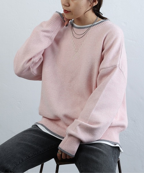 COLONY 2139(コロニートゥーワンスリーナイン)の「杢配色ガゼットニットプルオーバー(ニット/セーター・レディース・グレー/チャコールグレー/ピンク・FREE)」の1枚目の写真