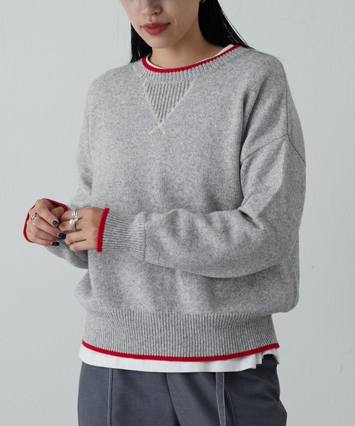COLONY 2139(コロニートゥーワンスリーナイン)の「杢配色ガゼットニットプルオーバー(ニット/セーター・レディース・グレー/チャコールグレー/ピンク・FREE)」の5枚目の写真