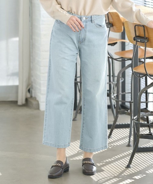Honeys（ハニーズ）の「デニムワイドパンツ（股下６８ｃｍ）（デニムパンツ・レディース・ライトインディゴブルー/ライトブルー・SS/LL/L/S/M）」の15枚目の写真