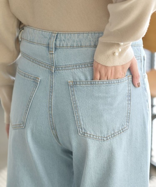 Honeys（ハニーズ）の「デニムワイドパンツ（股下６８ｃｍ）（デニムパンツ・レディース・ライトインディゴブルー/ライトブルー・SS/LL/L/S/M）」の19枚目の写真