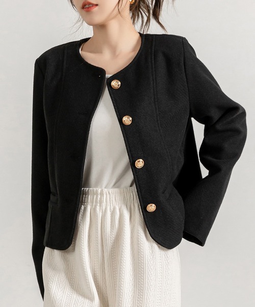 【セール】レディース さらりと羽織れるクラシカルノーカラージャケット（ノーカラージャケット）｜DAY CLOSET（デイ クローゼット）