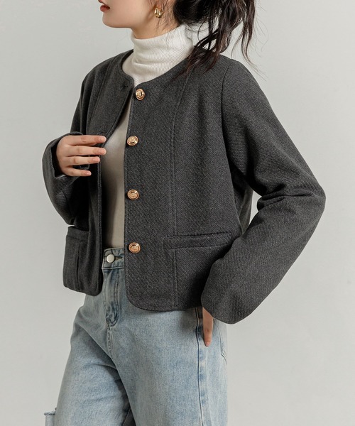 【セール】レディース さらりと羽織れるクラシカルノーカラージャケット（ノーカラージャケット）｜DAY CLOSET（デイ クローゼット）
