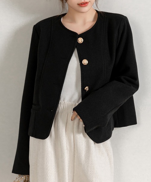 【セール】レディース さらりと羽織れるクラシカルノーカラージャケット（ノーカラージャケット）｜DAY CLOSET（デイ クローゼット）