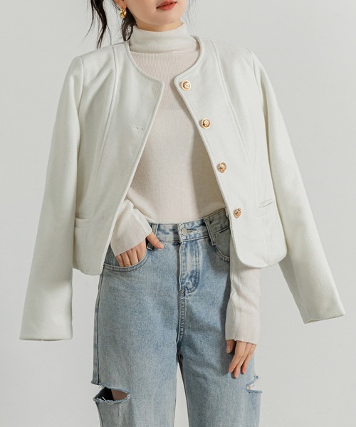 【セール】レディース さらりと羽織れるクラシカルノーカラージャケット（ノーカラージャケット）｜DAY CLOSET（デイ クローゼット）