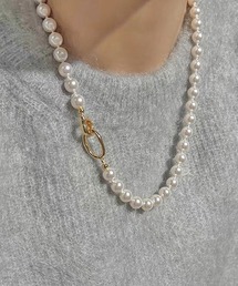Lace Ladies（レースレディース）の「オーバルリング付き ベーシック パール アジャスター ネックレス（ネックレス）」