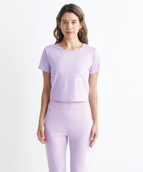 ROXY(ロキシー)の「BRB S/S TEE/ロキシー速乾UVカット付きワンポイントロゴクロップドTシャツ(Tシャツ/カットソー・レディース・ブラック/パープル/ホワイト・LARGE/SMALL/MEDIUM)」の1枚目の写真