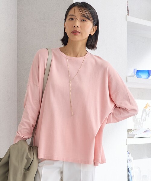 23区 S(ニジュウサンクチイサイサイズ)の「【洗える】プレミアムビオコットン ビッグシルエット ニット(ニット/セーター・レディース・ピンク系/ライラック系/ホワイト系/ベージュ系1/スモーキーグリーン系/ネイビー系/ホワイト系1・32)」の7枚目の写真