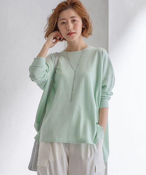 23区 S(ニジュウサンクチイサイサイズ)の「【洗える】プレミアムビオコットン ビッグシルエット ニット(ニット/セーター・レディース・ピンク系/ライラック系/ホワイト系/ベージュ系1/スモーキーグリーン系/ネイビー系/ホワイト系1・32)」の1枚目の写真
