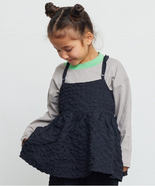 CALMIA(カルミア)の「シャーリングキャミチュニック(kids/S~LL)(チュニック・キッズ・ブラック/オフホワイト・M/S/LL/L)」の2枚目の写真
