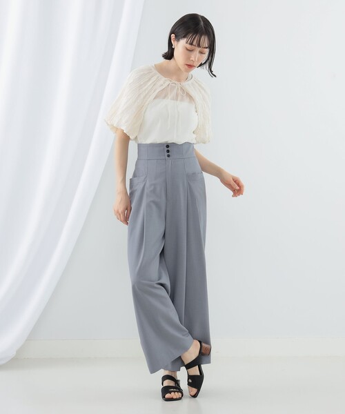 Ray BEAMS(レイビームス)の「Ray BEAMS / シフォン アーム ボレロ(シャツ/ブラウス・レディース・ブラック/オフホワイト・ONE SIZE)」の5枚目の写真