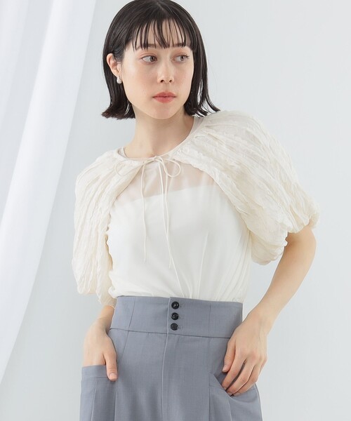 Ray BEAMS(レイビームス)の「Ray BEAMS / シフォン アーム ボレロ(シャツ/ブラウス・レディース・ブラック/オフホワイト・ONE SIZE)」の6枚目の写真