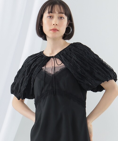 Ray BEAMS(レイビームス)の「Ray BEAMS / シフォン アーム ボレロ(シャツ/ブラウス・レディース・ブラック/オフホワイト・ONE SIZE)」の13枚目の写真