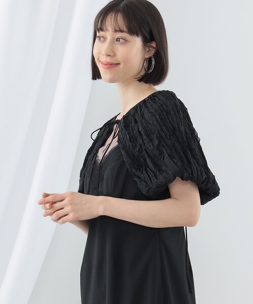 Ray BEAMS(レイビームス)の「Ray BEAMS / シフォン アーム ボレロ(シャツ/ブラウス・レディース・ブラック/オフホワイト・ONE SIZE)」の14枚目の写真