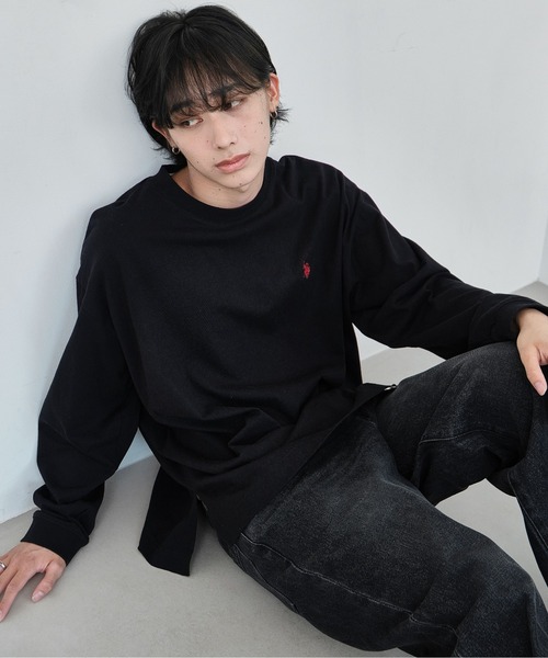 U.S. POLO ASSN.(ユーエスポロアッスン)の「∴WEGO/【26春夏/待望の再入荷!】U.S. POLO ASSN.ワンポイント刺繍ロンT(Tシャツ/カットソー・メンズ・ホワイト系その他5/グレー/ブラック/ホワイト・MEDIUM/LARGE)」の11枚目の写真