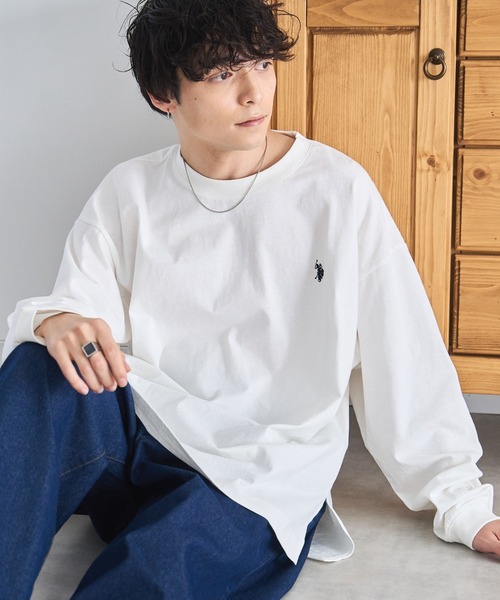 U.S. POLO ASSN.(ユーエスポロアッスン)の「∴WEGO/【26春夏/待望の再入荷!】U.S. POLO ASSN.ワンポイント刺繍ロンT(Tシャツ/カットソー・メンズ・ホワイト系その他5/グレー/ブラック/ホワイト・MEDIUM/LARGE)」の12枚目の写真