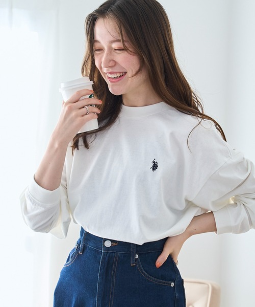 U.S. POLO ASSN.(ユーエスポロアッスン)の「∴WEGO/【26春夏/待望の再入荷!】U.S. POLO ASSN.ワンポイント刺繍ロンT(Tシャツ/カットソー・メンズ・ホワイト系その他5/グレー/ブラック/ホワイト・MEDIUM/LARGE)」の13枚目の写真