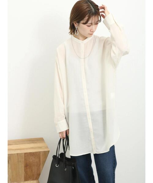 Samansa Mos2 blue（サマンサモスモスブルー）の「バンドカラーシャツチュニック（シャツ/ブラウス・レディース・サックスブルー/ブラック/キナリ・F）」の15枚目の写真