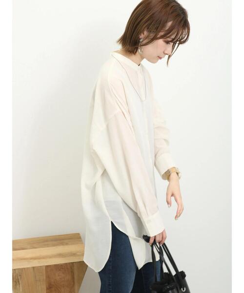 Samansa Mos2 blue（サマンサモスモスブルー）の「バンドカラーシャツチュニック（シャツ/ブラウス・レディース・サックスブルー/ブラック/キナリ・F）」の10枚目の写真