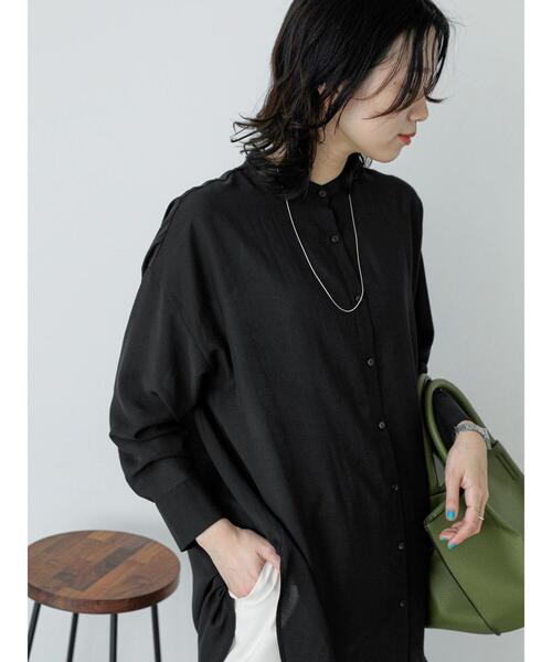 Samansa Mos2 blue（サマンサモスモスブルー）の「バンドカラーシャツチュニック（シャツ/ブラウス・レディース・サックスブルー/ブラック/キナリ・F）」の16枚目の写真