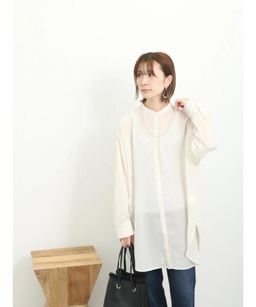 Samansa Mos2 blue（サマンサモスモスブルー）の「バンドカラーシャツチュニック（シャツ/ブラウス・レディース・サックスブルー/ブラック/キナリ・F）」の22枚目の写真