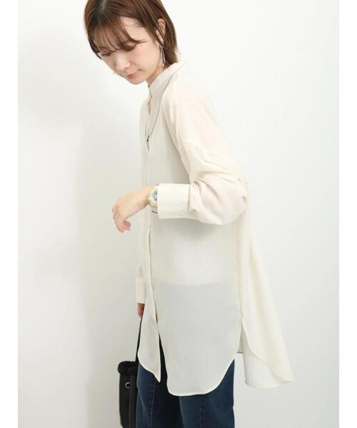 Samansa Mos2 blue（サマンサモスモスブルー）の「バンドカラーシャツチュニック（シャツ/ブラウス・レディース・サックスブルー/ブラック/キナリ・F）」の8枚目の写真