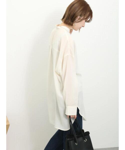 Samansa Mos2 blue（サマンサモスモスブルー）の「バンドカラーシャツチュニック（シャツ/ブラウス・レディース・サックスブルー/ブラック/キナリ・F）」の13枚目の写真