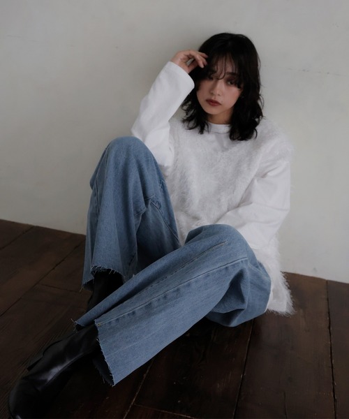 hellam（へラム）の「カーブデニムパンツ（デニムパンツ・レディース・ブラック/ホワイト/インディゴブルー/ブルー/ライトブルー・SMALL/MEDIUM）」の6枚目の写真