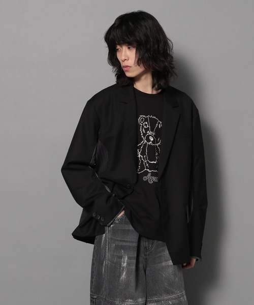 Anui（アニュイ）の「【UNISEX/選べる着丈】サイドストライプスーツジャケット（テーラードジャケット・レディース・グレー/ブラック・SMALL/MEDIUM）」の2枚目の写真