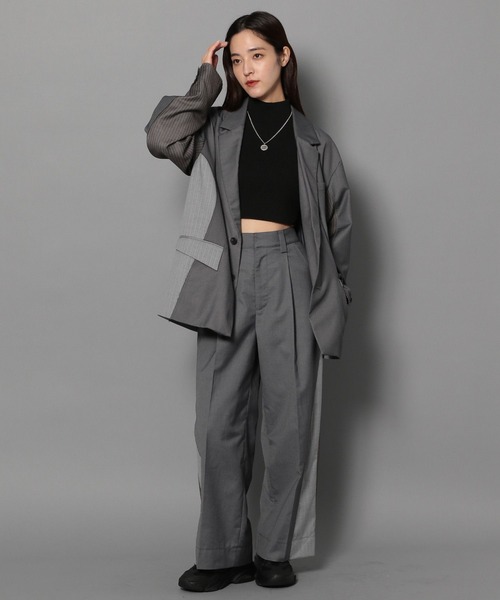 Anui（アニュイ）の「【UNISEX/選べる着丈】サイドストライプスーツジャケット（テーラードジャケット・レディース・グレー/ブラック・SMALL/MEDIUM）」の11枚目の写真