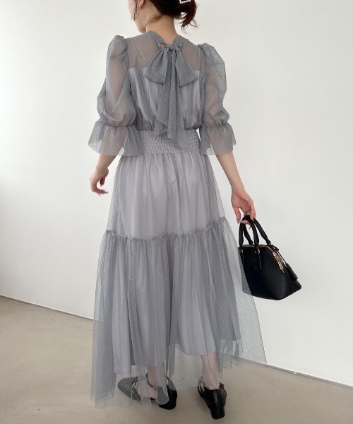 OLIVE des OLIVE(オリーブデオリーブ)の「ドットチュールワンピース 1041180110(ドレス・レディース・ブラック/サックスブルー・FREE)」の10枚目の写真