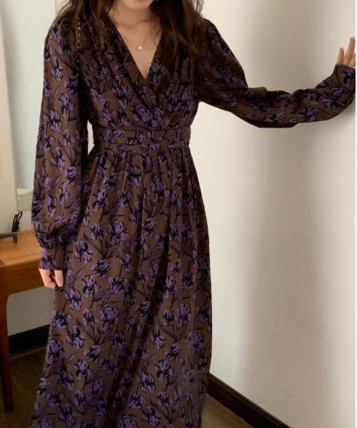 ballsey 花柄カシュクールワンピース BALLSEY(ボールジー) 23SSプティフラワープリント カシュクール