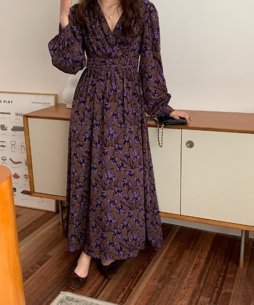 N.s(エヌドットエス)の「花柄カシュクールワンピース(ワンピース・レディース・ブルー/パープル・FREE)」の9枚目の写真