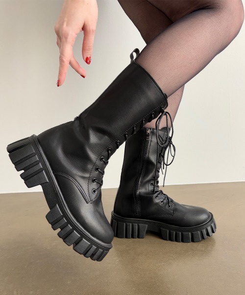 Miniministore（ミニミニストア）の「レースアップミドルブーツ ストームブーツ（ブーツ・レディース・アイボリー/ブラック・25.0cm/24.5cm/24.0cm/23.5cm/23.0cm/22.5cm）」の19枚目の写真