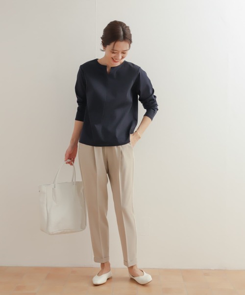 URBAN RESEARCH DOORS（アーバンリサーチドアーズ）の「シルケットコットンスリットネックプルオーバー（Tシャツ/カットソー・レディース・オフホワイト/ブルー/ネイビー・MEDIUM）」の21枚目の写真